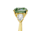 Yellow gold Three-Stone Fancy Green Asscher  Cut Diamond Ring with Pear Side Stones in Four-Prong Setting_5
