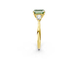 Yellow gold Three-Stone Fancy Green Asscher Cut Diamond Ring with Pear  Side Stones in Four-Prong Setting_50