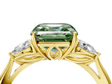 Yellow gold Three-Stone Fancy Green Asscher Cut Diamond Ring with Pear  Side Stones in Four-Prong Setting_52
