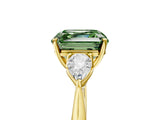 Yellow gold Three-Stone Fancy Green Asscher Cut Diamond Ring with Pear  Side Stones in Four-Prong Setting_53