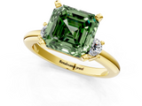 Yellow gold Three-Stone Fancy Green Asscher  Cut Diamond Solitaire with Prong Setting and Classic Band_1