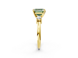 Yellow gold Three-Stone Fancy Green Asscher  Cut Diamond Solitaire with Prong Setting and Classic Band_2
