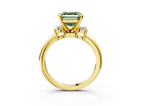 Yellow gold Three-Stone Fancy Green Asscher  Cut Diamond Solitaire with Prong Setting and Classic Band_3