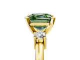 Yellow gold Three-Stone Fancy Green Asscher  Cut Diamond Solitaire with Prong Setting and Classic Band_5