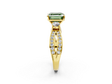 Yellow gold Three-Stone Fancy Green Asscher  Cut Diamond Twist Band with Prong Setting_20
