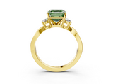 Yellow gold Three-Stone Fancy Green Asscher  Cut Diamond Twist Band with Prong Setting_21