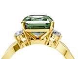 Yellow gold Three-Stone Fancy Green Asscher  Cut Diamond Twist Band with Prong Setting_22