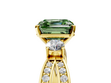 Yellow gold Three-Stone Fancy Green Asscher  Cut Diamond Twist Band with Prong Setting_23