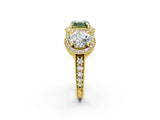 Yellow gold Three-Stone Fancy Green Asscher Cut Halo Diamond Milgrain Band with Four-Prong Setting_2