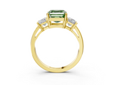 Yellow gold Three-Stone Fancy Green Asscher  Cut Solitaire Ring with Prong Setting_6