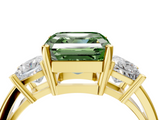 Yellow gold Three-Stone Fancy Green Asscher  Cut Solitaire Ring with Prong Setting_7