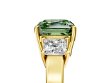 Yellow gold Three-Stone Fancy Green Asscher  Cut Solitaire Ring with Prong Setting_8