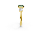 Yellow gold Three-Stone Fancy Green Asscher  Diamond Ring with Pear Side Stones in Four-Prong Setting_18