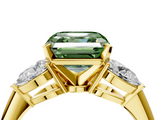 Yellow gold Three-Stone Fancy Green Asscher  Diamond Ring with Pear Side Stones in Four-Prong Setting_19