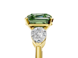 Yellow gold Three-Stone Fancy Green Asscher  Diamond Ring with Pear Side Stones in Four-Prong Setting_20