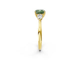 Yellow gold Three-Stone Fancy Green Cushion Cut Brilliant Diamond Solitaire Ring with Tapered Band and Four-Prong Setting_8