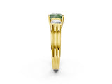 Yellow gold Three-Stone Fancy Green Cushion Cut Cut Classic Band Prong Setting Ring_2