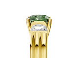 Yellow gold Three-Stone Fancy Green Cushion Cut Cut Classic Band Prong Setting Ring_5