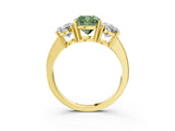 Yellow gold Three-Stone Fancy Green Cushion Cut Cut Diamond Engagement Ring with Flat Band and Four-Prong Setting_15