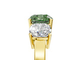 Yellow gold Three-Stone Fancy Green Cushion Cut Cut Diamond Engagement Ring with Flat Band and Four-Prong Setting_17