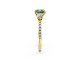 Yellow gold Three-Stone Fancy Green Cushion Cut Cut Diamond Pavé Band with Prong Setting_29