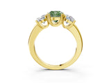Yellow gold Three-Stone Fancy Green Cushion Cut Cut Diamond Ring with Channel Set Band and Four-Prong Setting_27