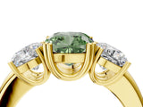 Yellow gold Three-Stone Fancy Green Cushion Cut Cut Diamond Ring with Channel Set Band and Four-Prong Setting_28