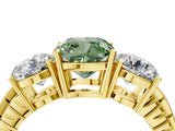 Yellow gold Three-Stone Fancy Green Cushion Cut Cut Diamond Ring with Channel-Set Band and Prong Setting_4