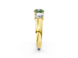 Yellow gold Three-Stone Fancy Green Cushion Cut Cut Diamond Ring with Prong Setting and Classic Band_2