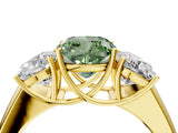Yellow gold Three-Stone Fancy Green Cushion Cut Cut Diamond Ring with Prong Setting and Classic Band_4