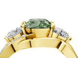 Yellow gold Three-Stone Fancy Green Cushion Cut Cut Diamond Split Shank Prong Set Ring_4