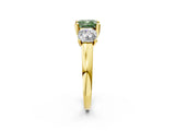 Yellow gold Three-Stone Fancy Green Cushion Cut Cut Solitaire Ring with Classic Prong Setting_2
