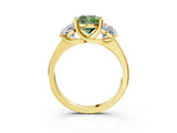 Yellow gold Three-Stone Fancy Green Cushion Cut Cut Solitaire Ring with Classic Prong Setting_3