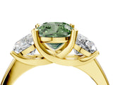Yellow gold Three-Stone Fancy Green Cushion Cut Cut Solitaire Ring with Classic Prong Setting_4