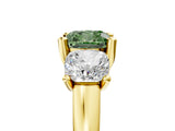 Yellow gold Three-Stone Fancy Green Cushion Cut Cut Solitaire Ring with Classic Prong Setting_5