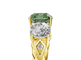Yellow gold Three-Stone Fancy Green Cushion Cut Diamond Braided Band Ring with Four-Prong Setting_42