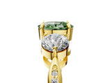 Yellow gold Three-Stone Fancy Green Cushion Cut Diamond Channel Set Engagement Ring with Prong Setting_17