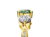 Yellow gold Three-Stone Fancy Green Cushion Cut Diamond Channel Set Engagement Ring with Prong Setting_5
