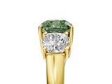 Yellow gold Three-Stone Fancy Green Cushion Cut Diamond Engagement Ring with Prong Setting_8