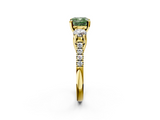 Yellow gold Three-Stone Fancy Green Cushion  Cut Diamond Pavé Band with Four-Prong Setting_30