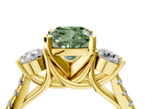 Yellow gold Three-Stone Fancy Green Cushion  Cut Diamond Pavé Band with Four-Prong Setting_32
