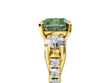 Yellow gold Three-Stone Fancy Green Cushion  Cut Diamond Pavé Band with Four-Prong Setting_33