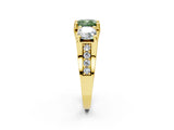 Yellow gold Three-Stone Fancy Green Cushion  Cut Diamond Ring with Channel-Set Band and Four-Prong Setting_54