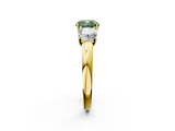 Yellow gold Three-Stone Fancy Green Cushion  Cut Diamond Ring with Channel-Set Band and Four-Prong Setting_66