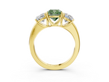 Yellow gold Three-Stone Fancy Green Cushion  Cut Diamond Ring with Channel-Set Band and Four-Prong Setting_67