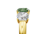 Yellow gold Three-Stone Fancy Green Cushion  Cut Diamond Ring with Channel-Set Band and Four-Prong Setting_69