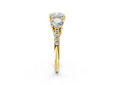 Yellow gold Three-Stone Fancy Green Cushion Cut Diamond Ring with Pavé Band and Prong Setting_63
