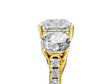 Yellow gold Three-Stone Fancy Green Cushion Cut Diamond Ring with Pavé Band and Prong Setting_66