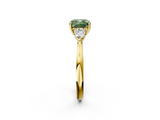 Yellow gold Three-Stone Fancy Green Cushion  Cut Diamond Ring with Pear Side Stones in Four-Prong Setting_110