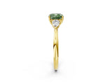 Yellow gold Three-Stone Fancy Green Cushion Cut Diamond Ring with Pear  Side Stones in Four-Prong Setting_38